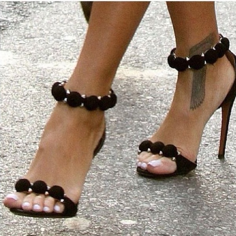ALAIA Black Bombe Suede Ankle Strap Stilettos - Picture 4 of 17
